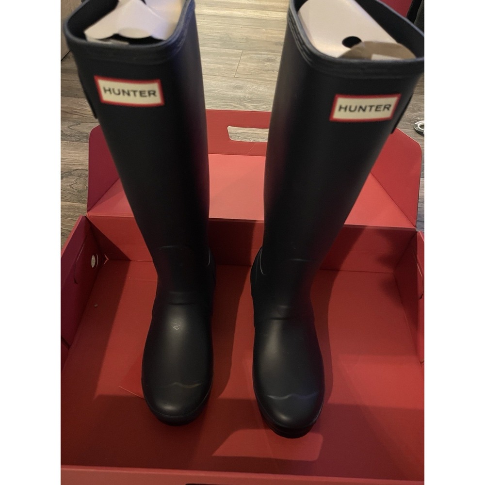 Hunter Original Tall Rain Boots for Women, Size US 7 - Navy Blue New In Box - Picture 3 of 9